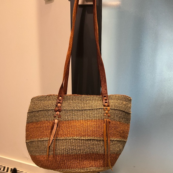 Free People Handbags - Handwoven Sisal Multicolor Tote Bag
